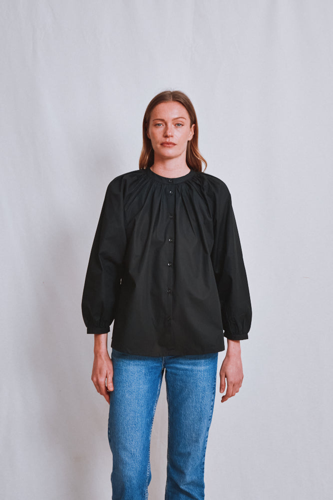 Item #642 - YVONNE Cotton Shirt - Black
