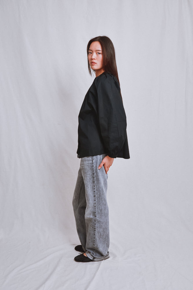 Item #644 - YVONNE Cotton Shirt - Black