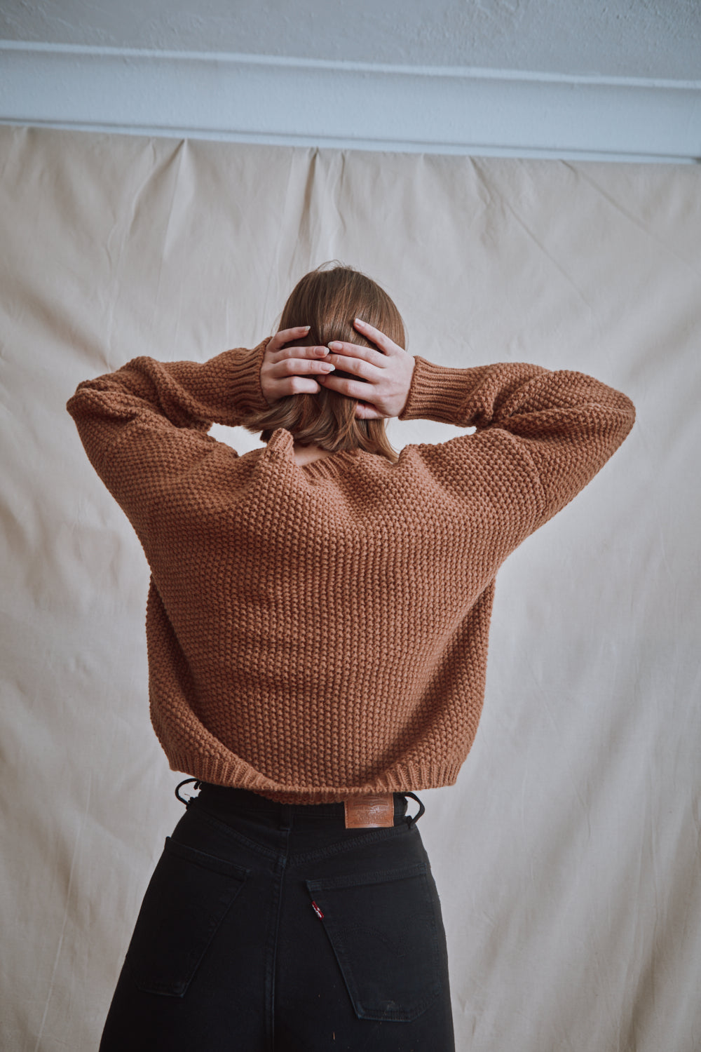 Item #372 - PAOLA Irish Cable Sweater in Merino Wool - Camel