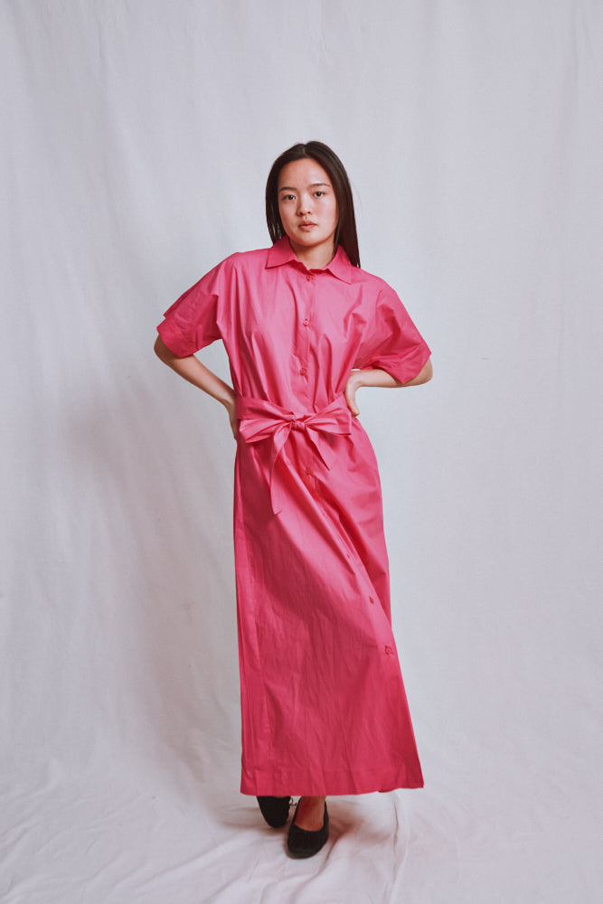 Référence n° 737 - Robe en coton ALEXINE - Fuchsia