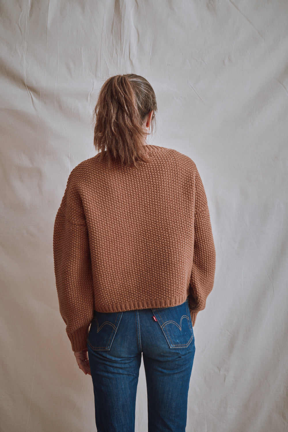 Item #374 - PAOLA Irish Cable Sweater in Merino Wool - Camel