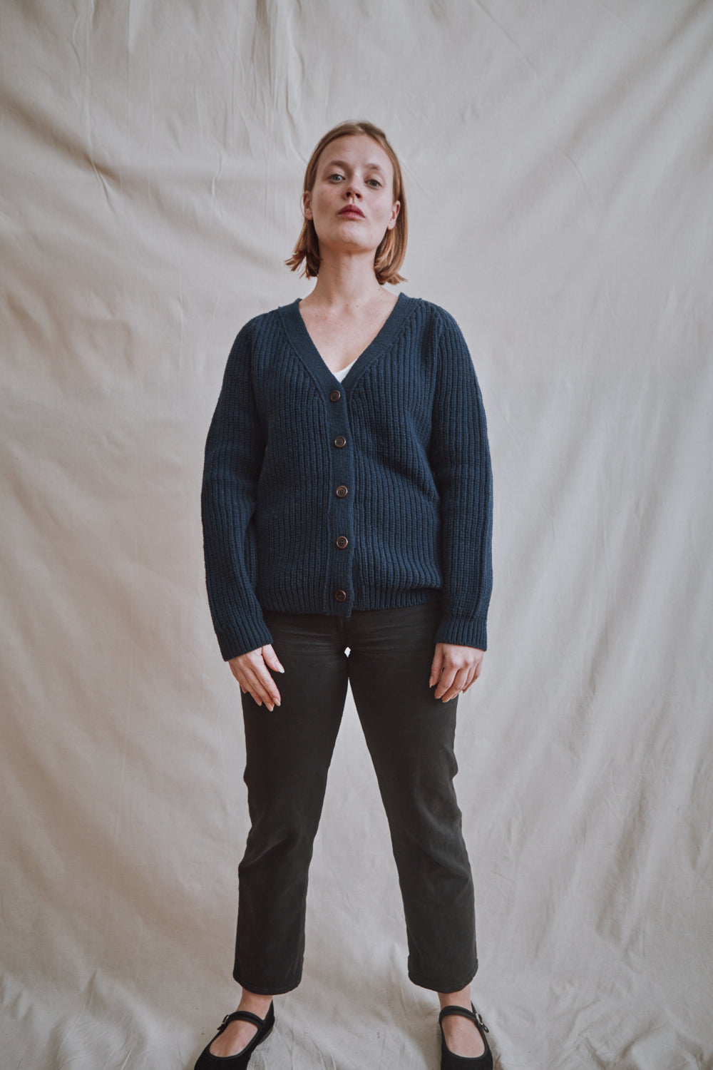 Article #375 - Cardigan CLAUDE Merino - Bleu marine