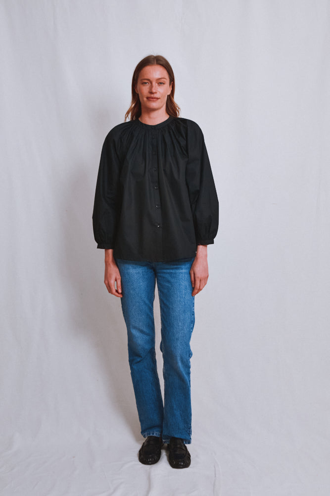 Item #645 - YVONNE Cotton Shirt - Black