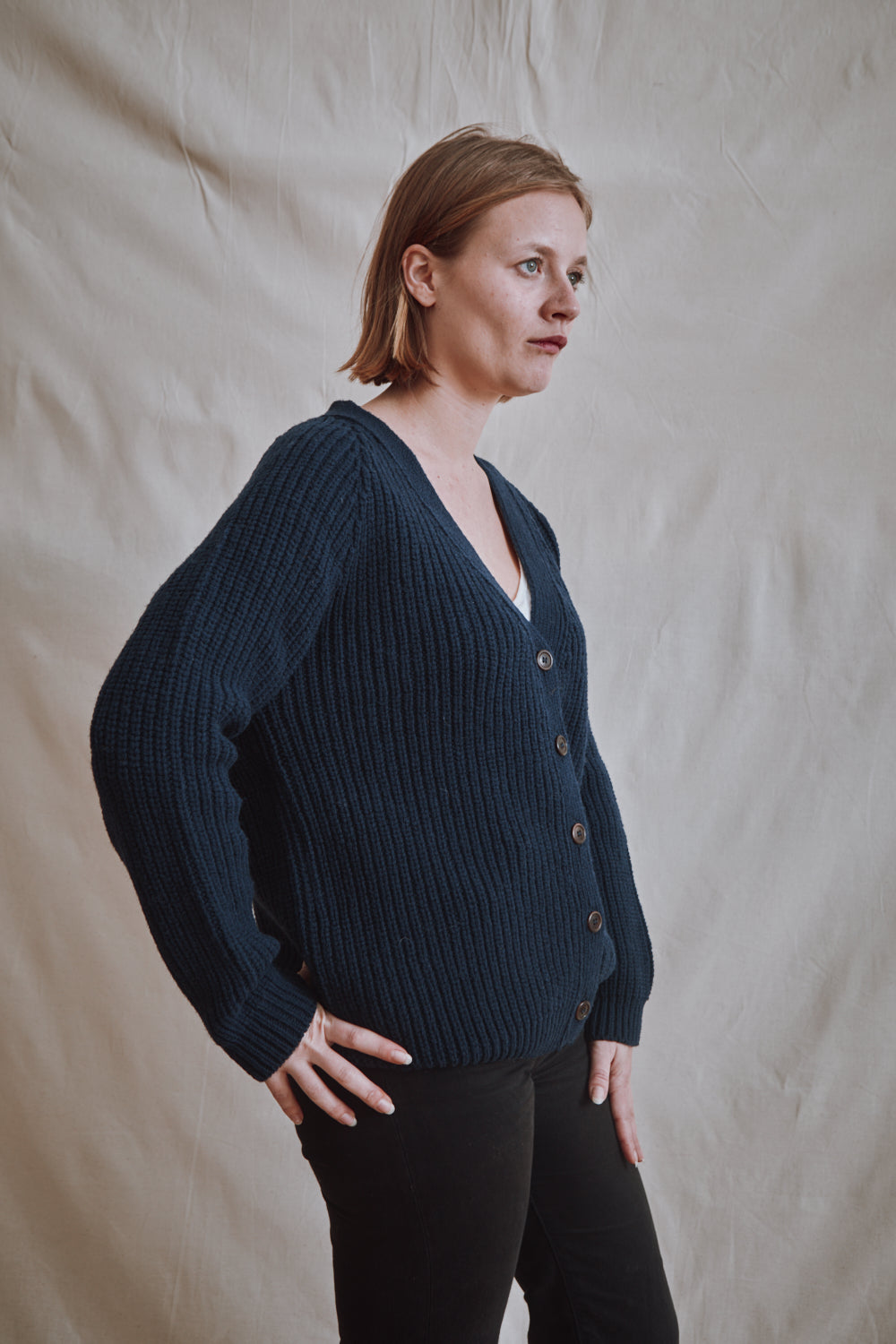 Item #375 - CLAUDE Merino Cardigan - Navy Blue
