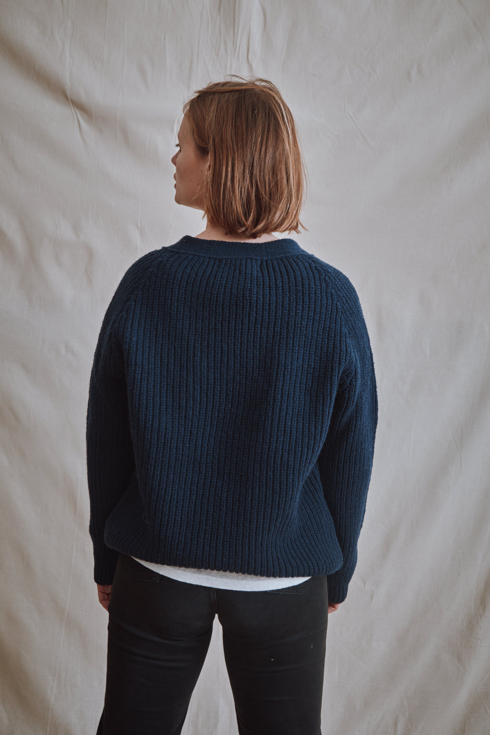 Item #375 - CLAUDE Merino Cardigan - Navy Blue