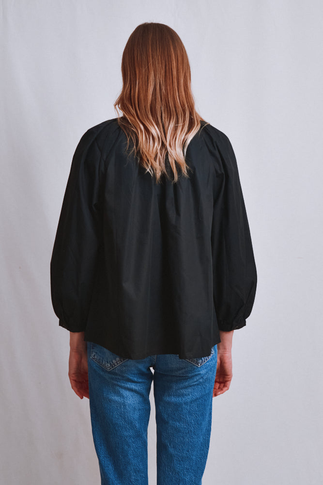 Item #645 - YVONNE Cotton Shirt - Black