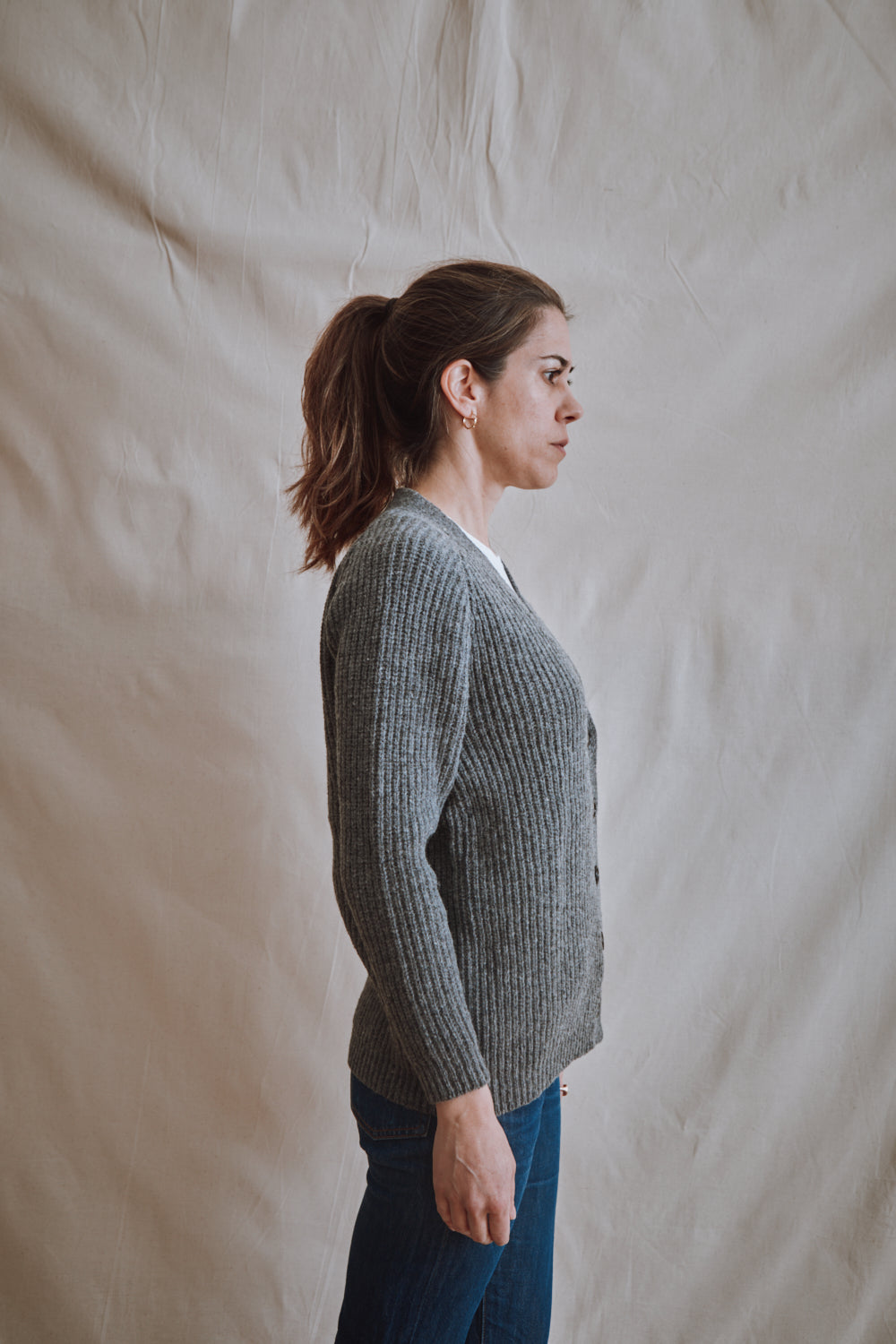 Item #376 - CLAUDE Merino Cardigan - Ash Grey