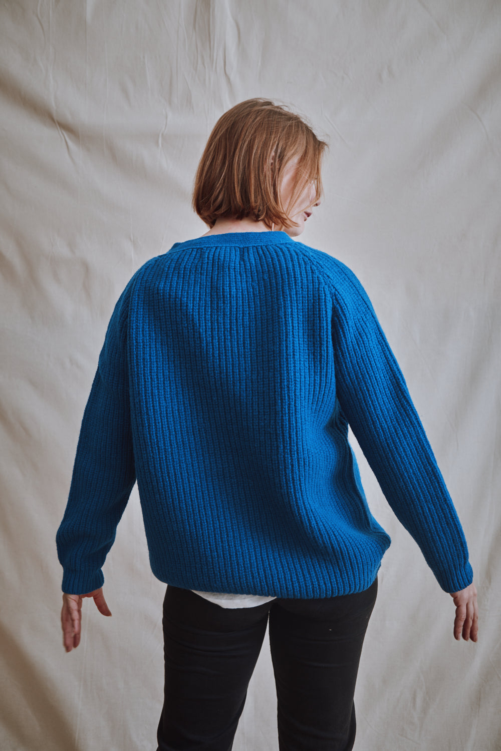 Item #377 - CLAUDE Merino Cardigan - Cobalt Blue