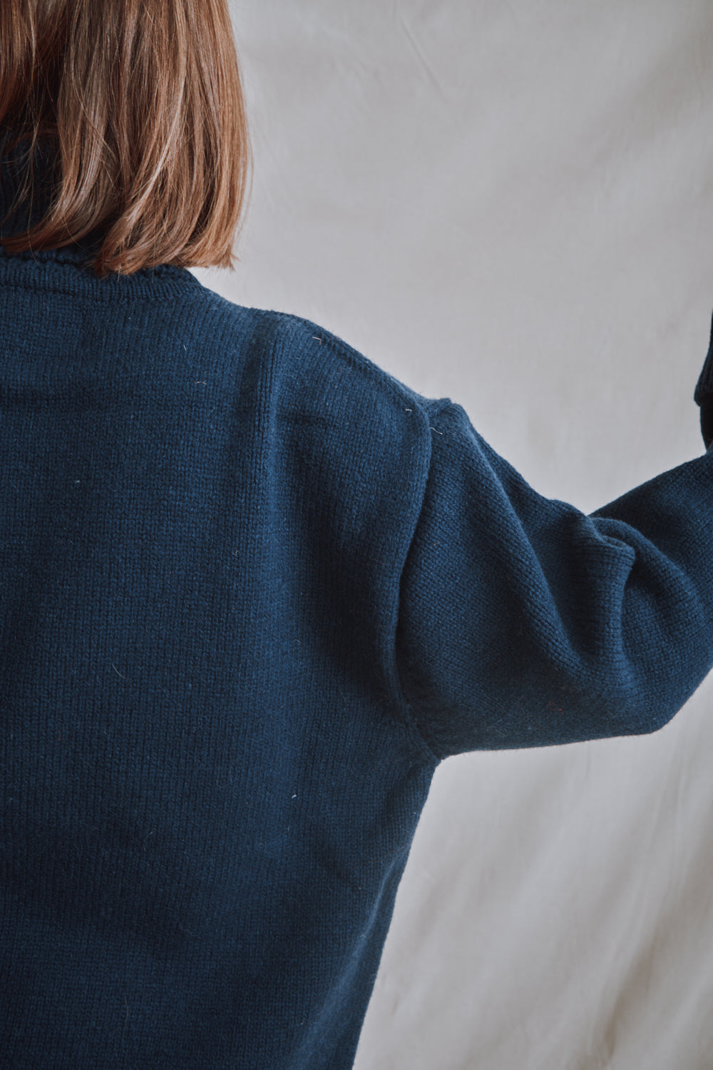 Item #379 - JACQUES Men Turtleneck Sweater in Merino Wool - Navy Blue