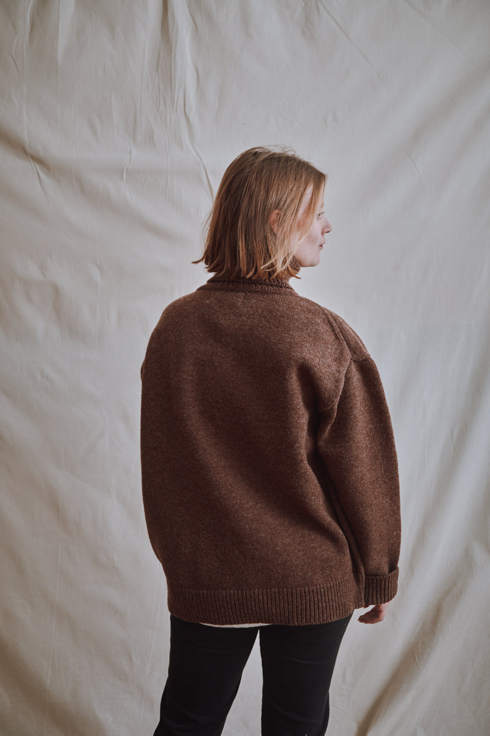 Item #381 - JACQUES Men Turtleneck Sweater in Merino Wool - Chocolate