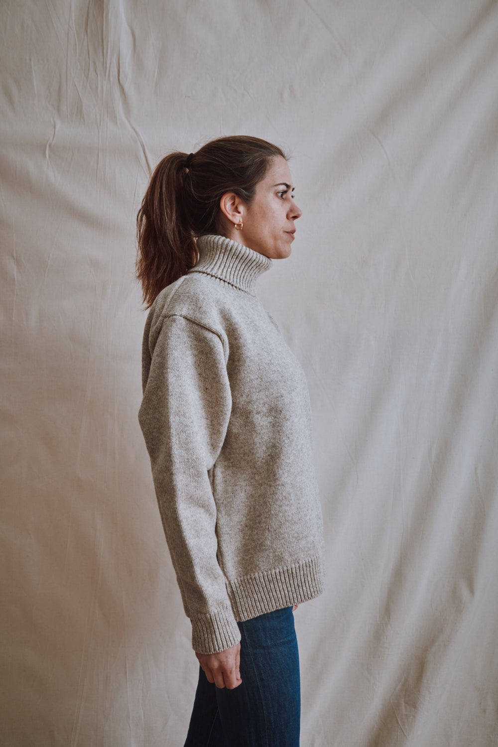 Item #382 - JACQUES Men Turtleneck Sweater in Merino Wool - Beige