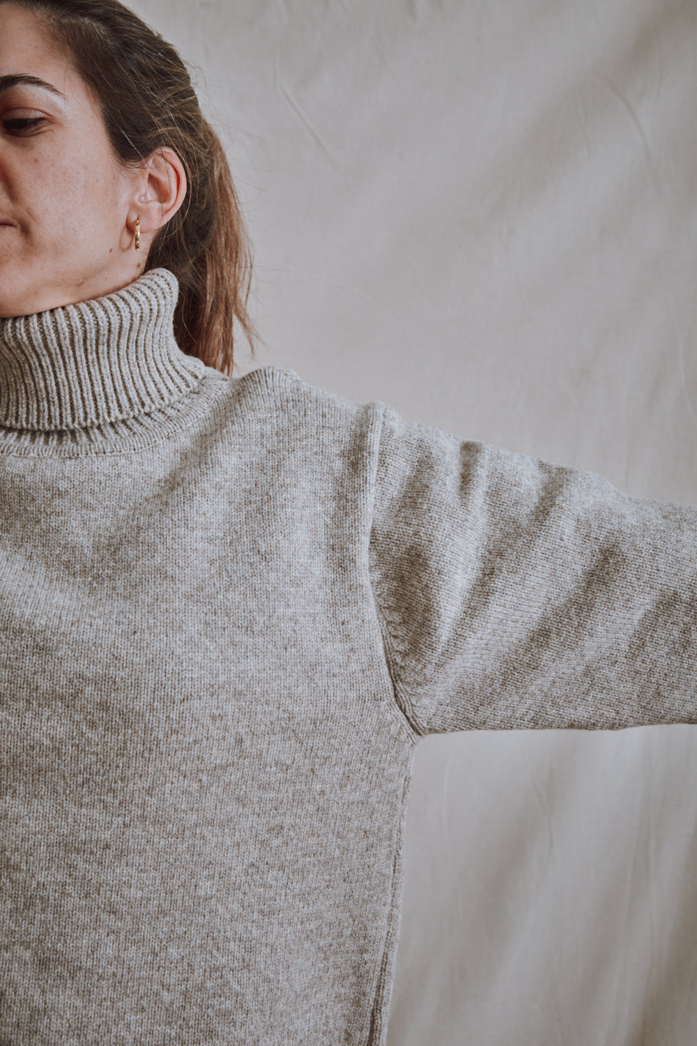Item #382 - JACQUES Men Turtleneck Sweater in Merino Wool - Beige