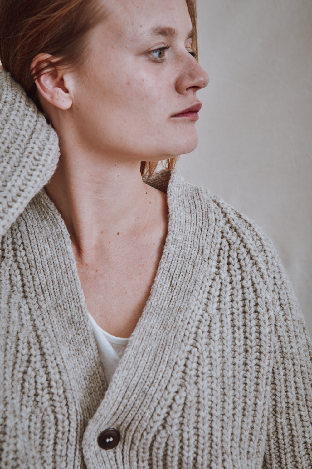 Item #383 - MIREILLE wool cardigan- Beige