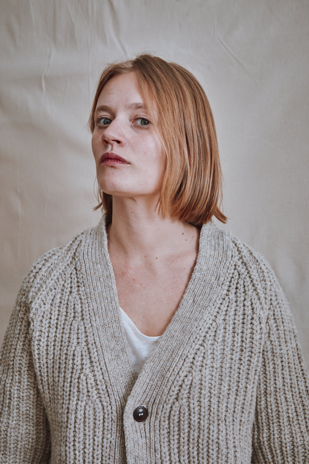 Item #383 - MIREILLE wool cardigan- Beige