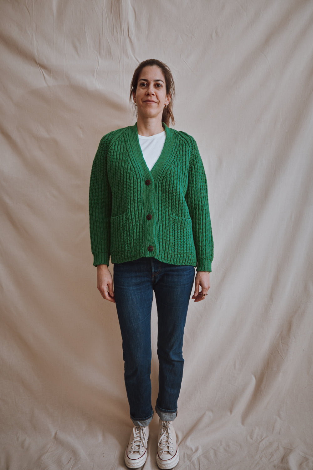 Item #384 - MIREILLE wool cardigan - Parrot Green