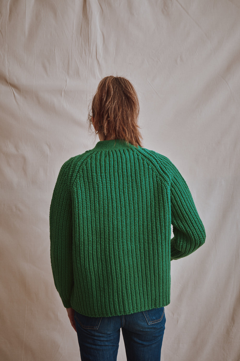 Item #384 - MIREILLE wool cardigan - Parrot Green