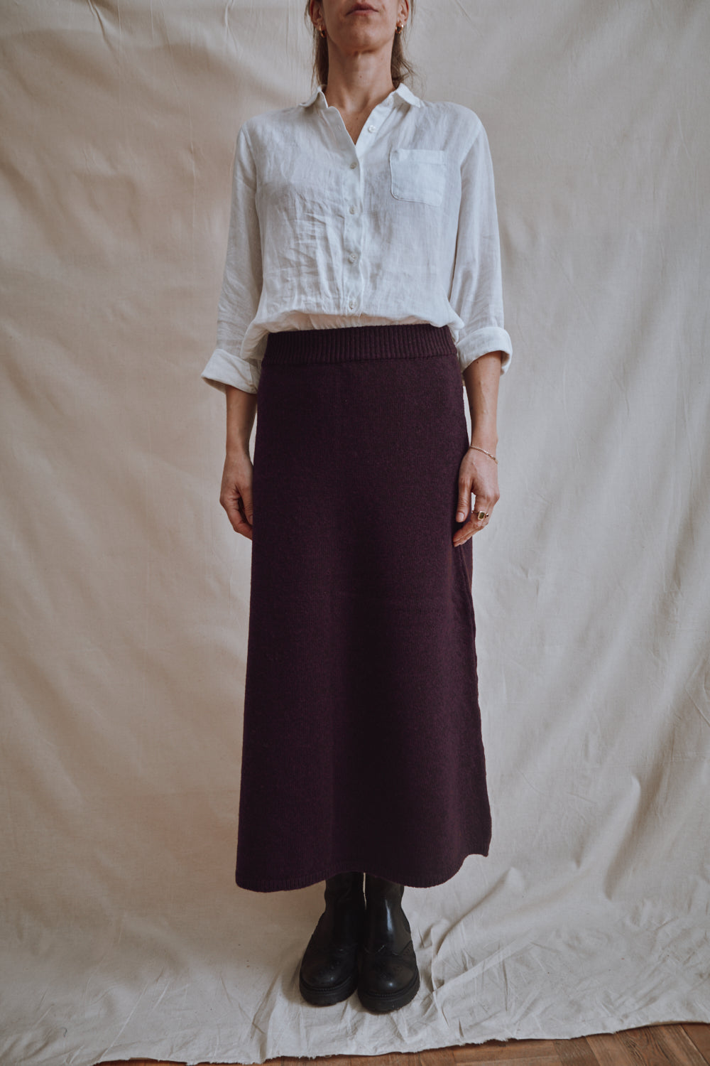 Item #388 - AUGUSTINE Flare Skirt in Merino Wool - Plum