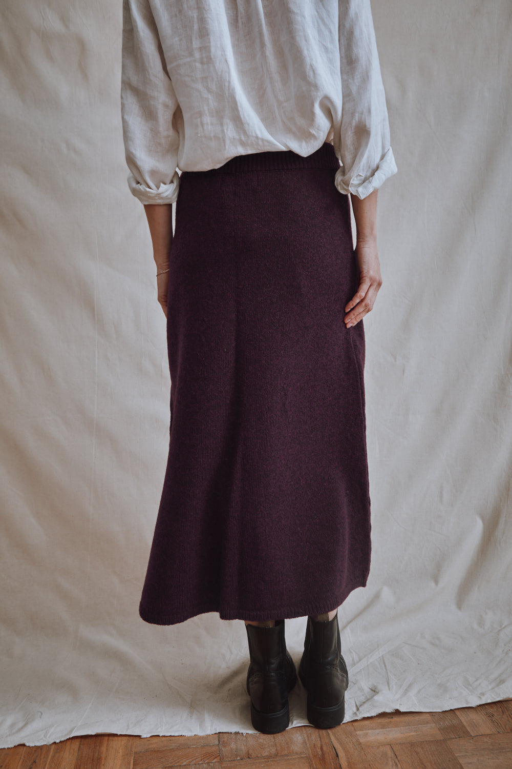 Item #388 - AUGUSTINE Flare Skirt in Merino Wool - Plum