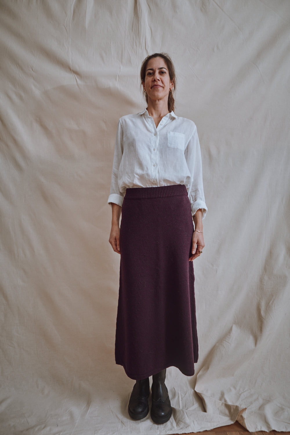 Item #389 - AUGUSTINE Flare Skirt in Merino Wool - Plum