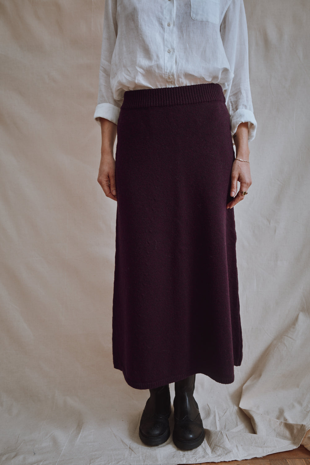 Item #389 - AUGUSTINE Flare Skirt in Merino Wool - Plum