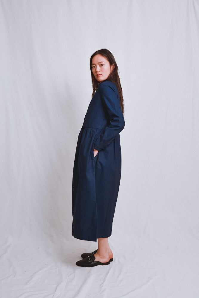 Item #747 - CATHERINE Cotton Dress - Indigo