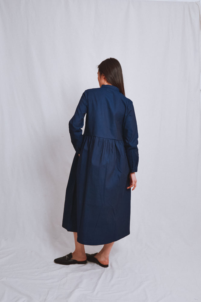 Item #747 - CATHERINE Cotton Dress - Indigo