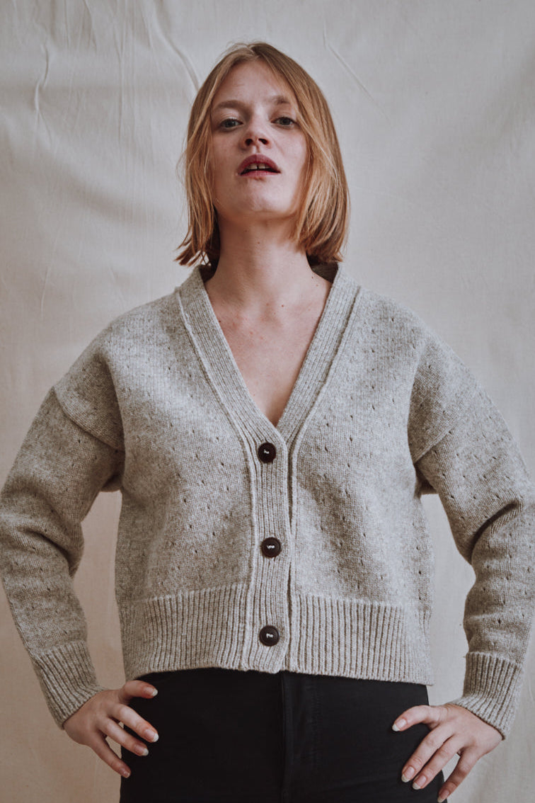 Article #395 - Cardigan KATRINA en laine mérinos - Beige