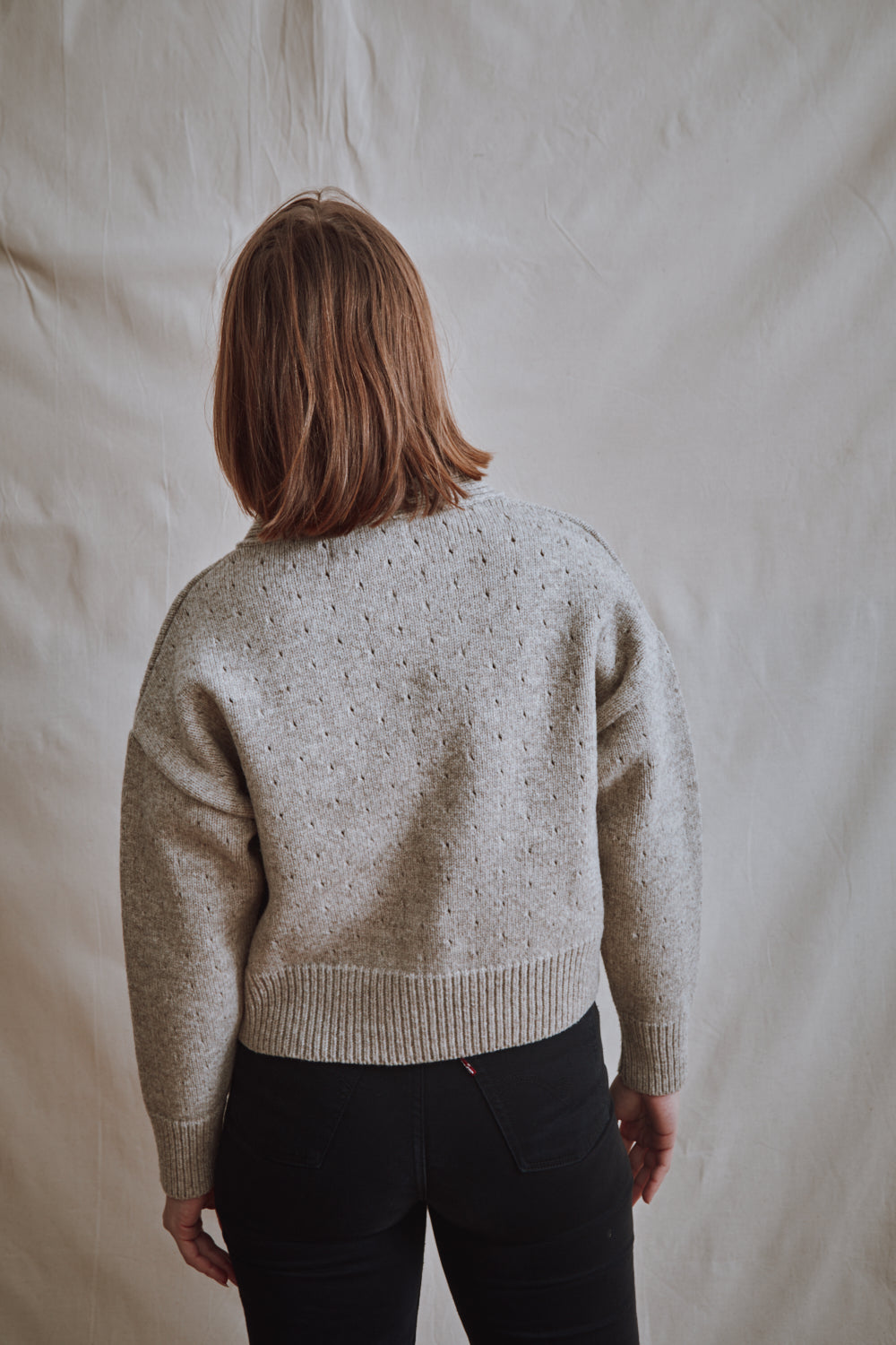 Item #395 - KATRINA Open Weave Cardigan in Merino Wool - Beige