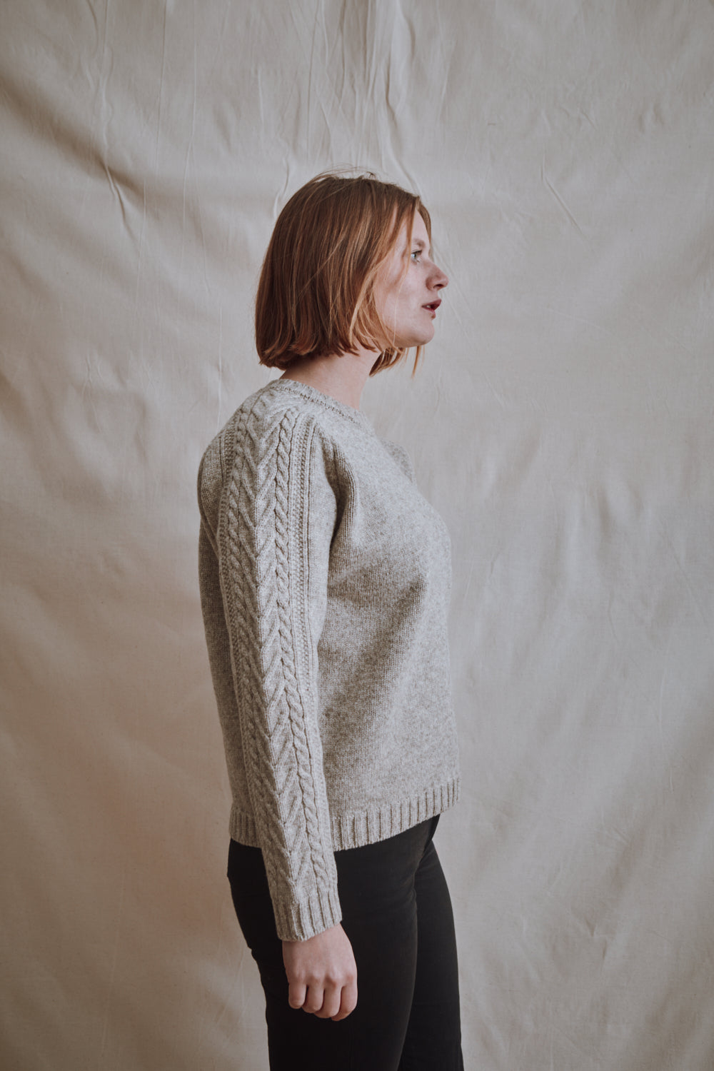Item #396 - JOSEPH Unisex Irish Sweater in Merino Wool - Beige