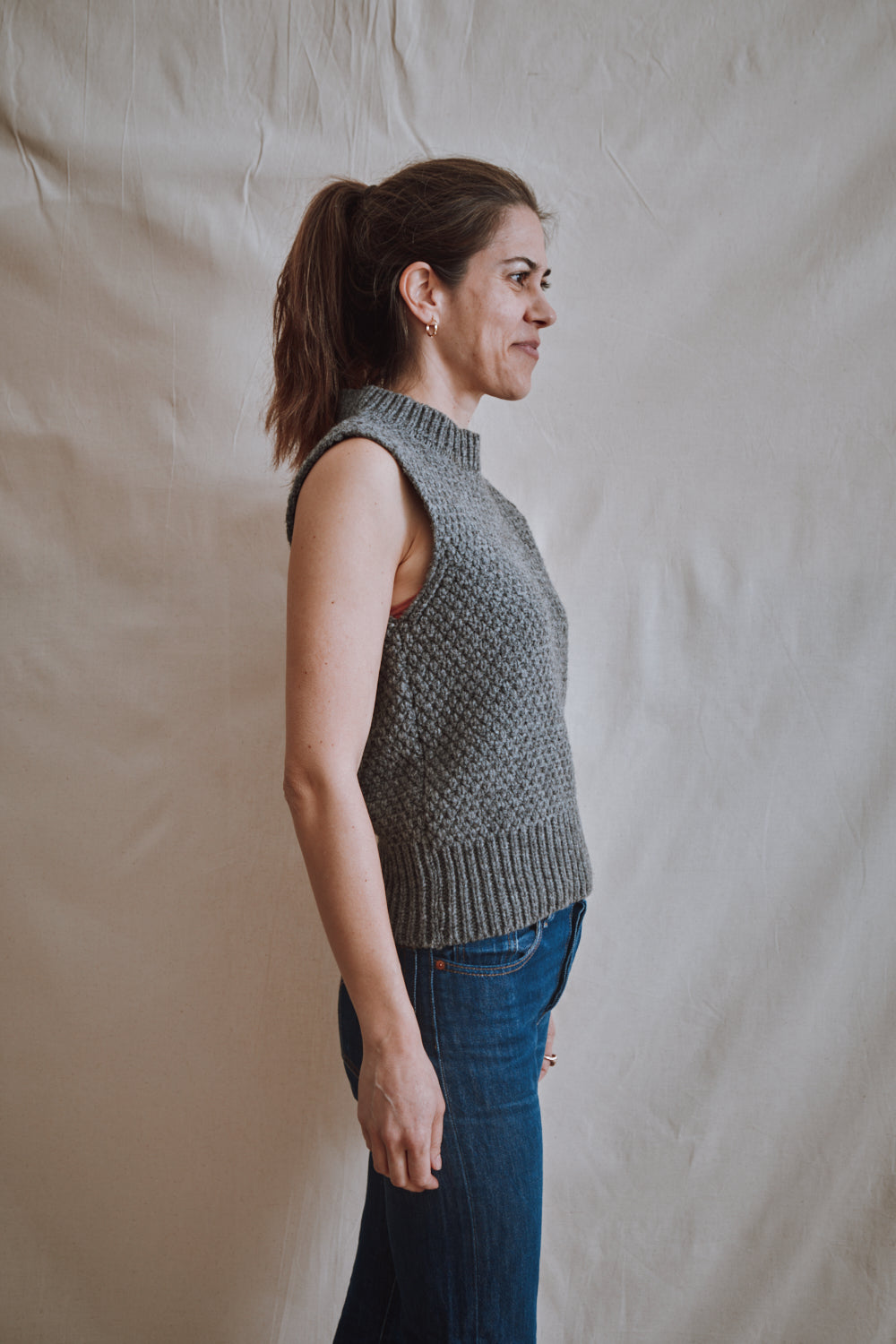 Item #393 - MAIA Sleeveless Sweater in Merino Wool - Ash Grey