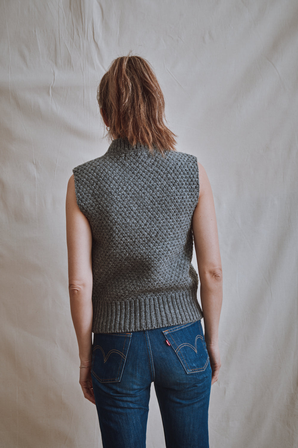 Item #393 - MAIA Sleeveless Sweater in Merino Wool - Ash Grey