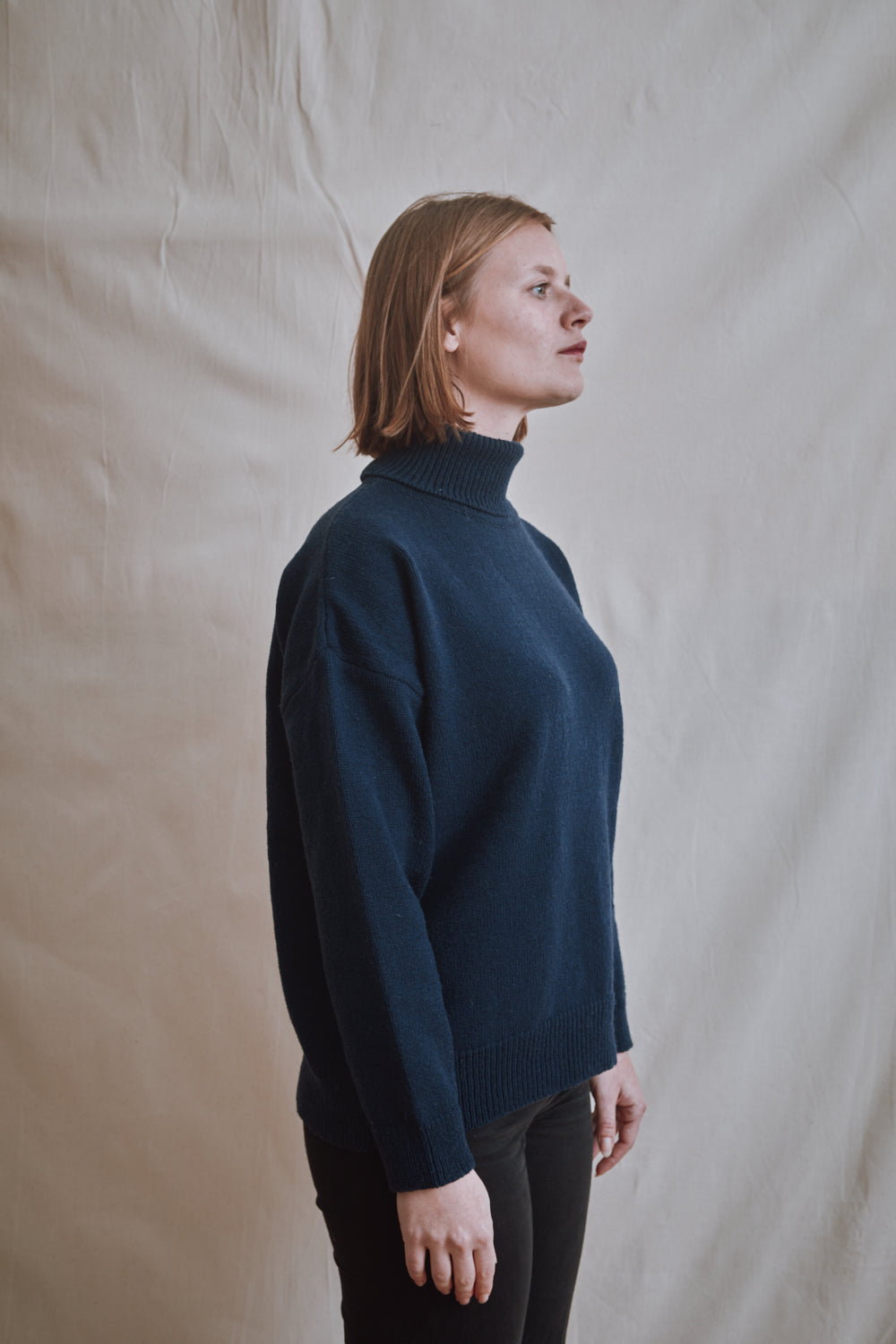 Item #397 - MICHELLE Lightweight Turtleneck Sweater in Merino Wool - Navy blue
