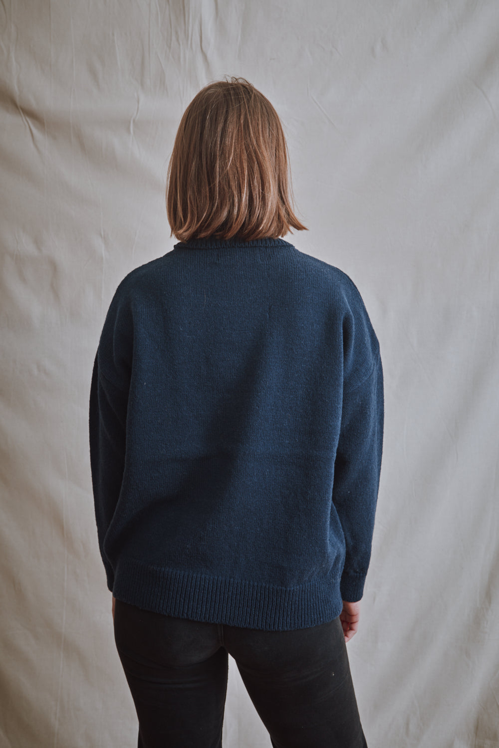 Item #397 - MICHELLE Lightweight Turtleneck Sweater in Merino Wool - Navy blue