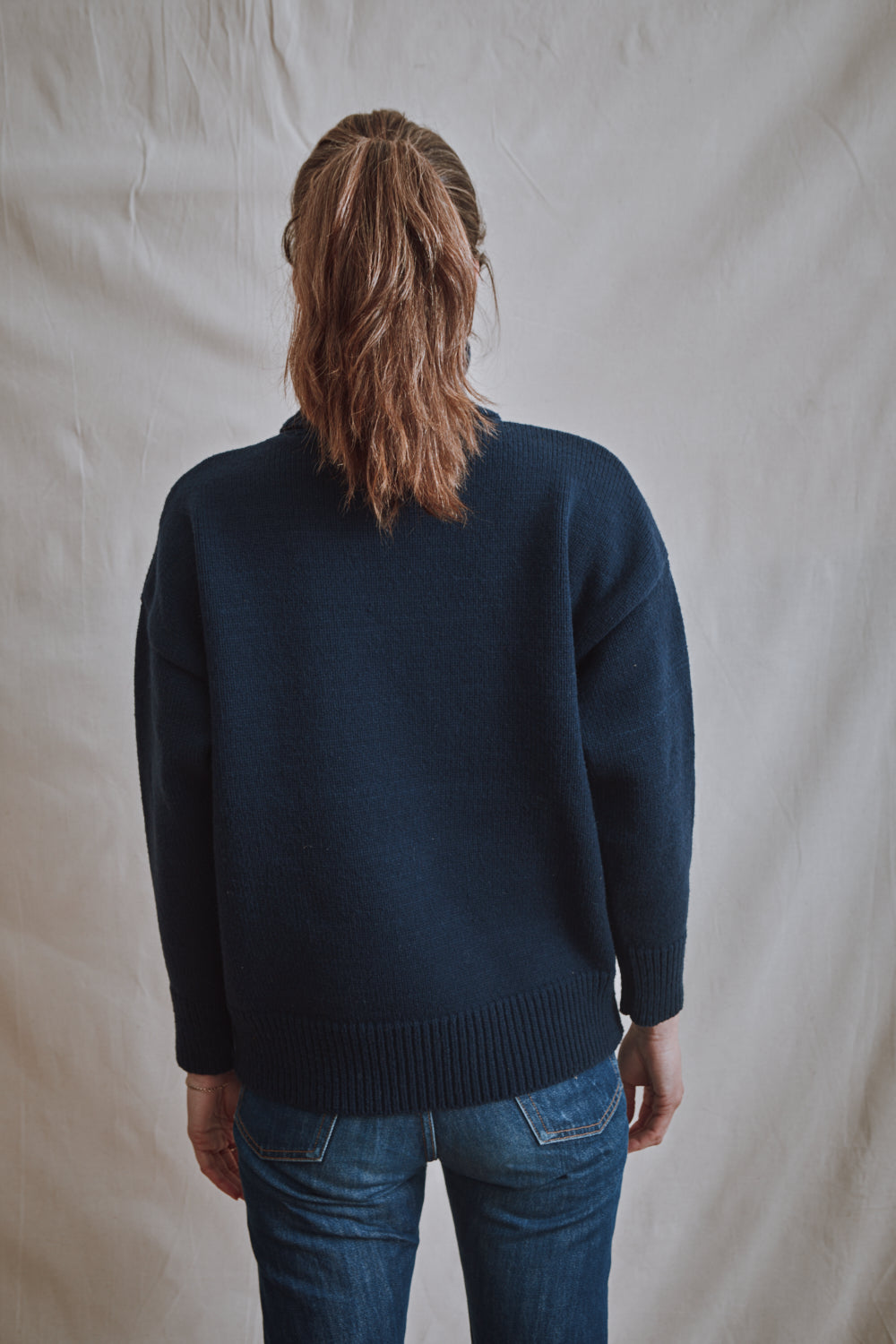 Item #398 - THÉRÈSE Turtleneck Sweater in Merino Wool - Navy blue