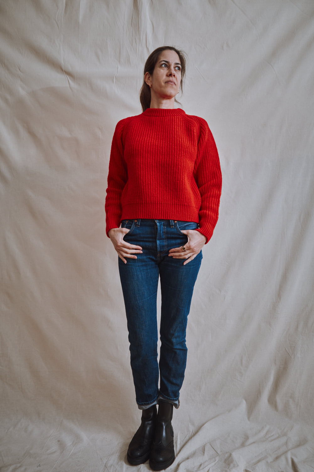 Item #449 - AGNÈS Raglan Sweater in Merino Wool - Red