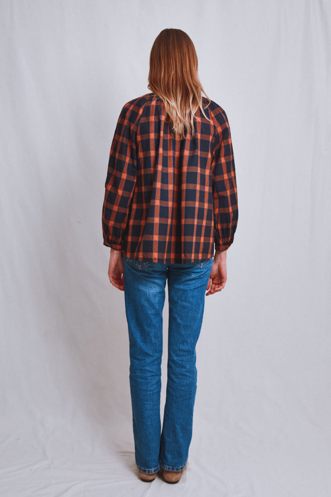 Item #760 - YVONNE Cotton Shirt - Amber Tartan
