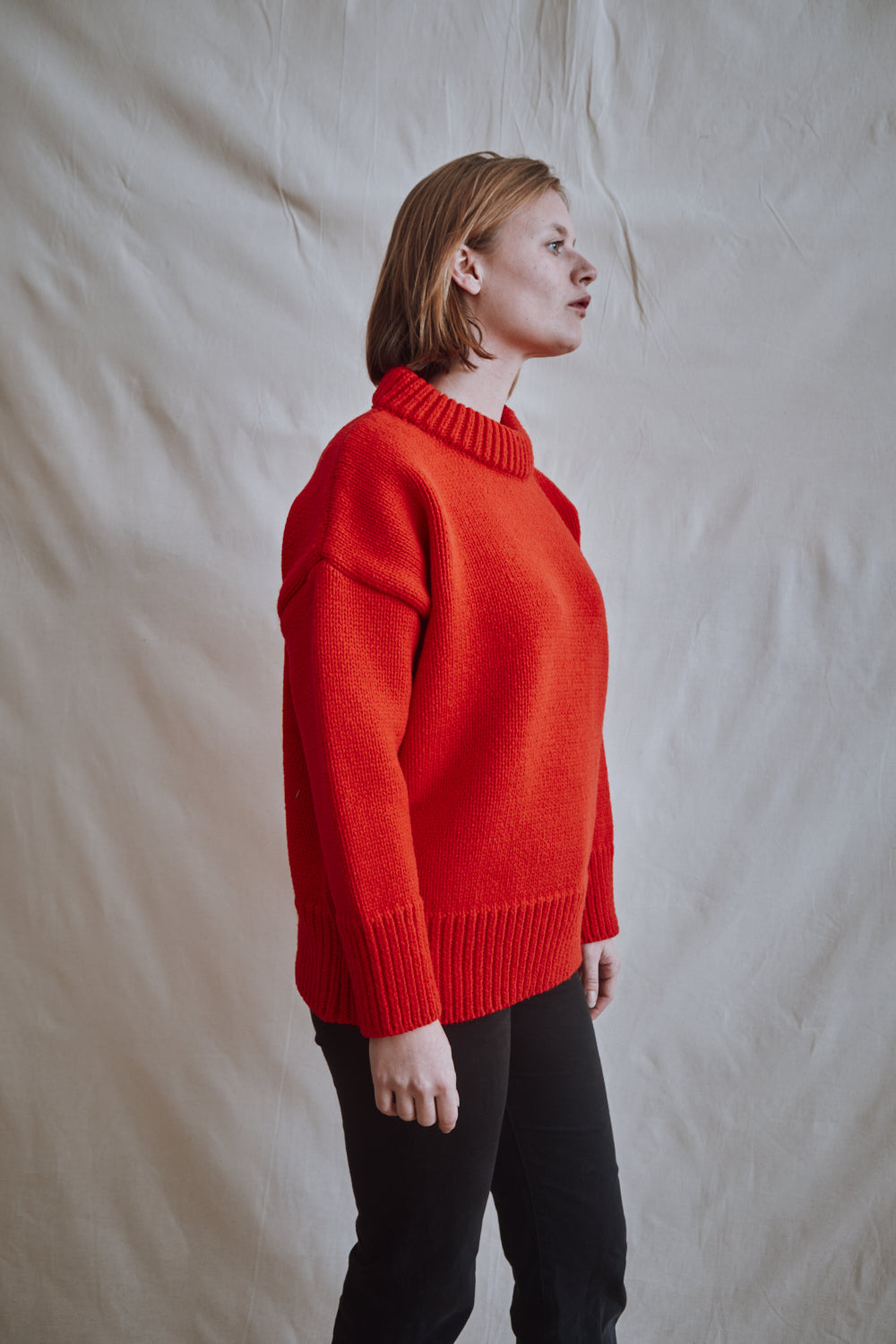 Item #452 - STEPHANIE Oversize Sweater in Merino Wool - Red