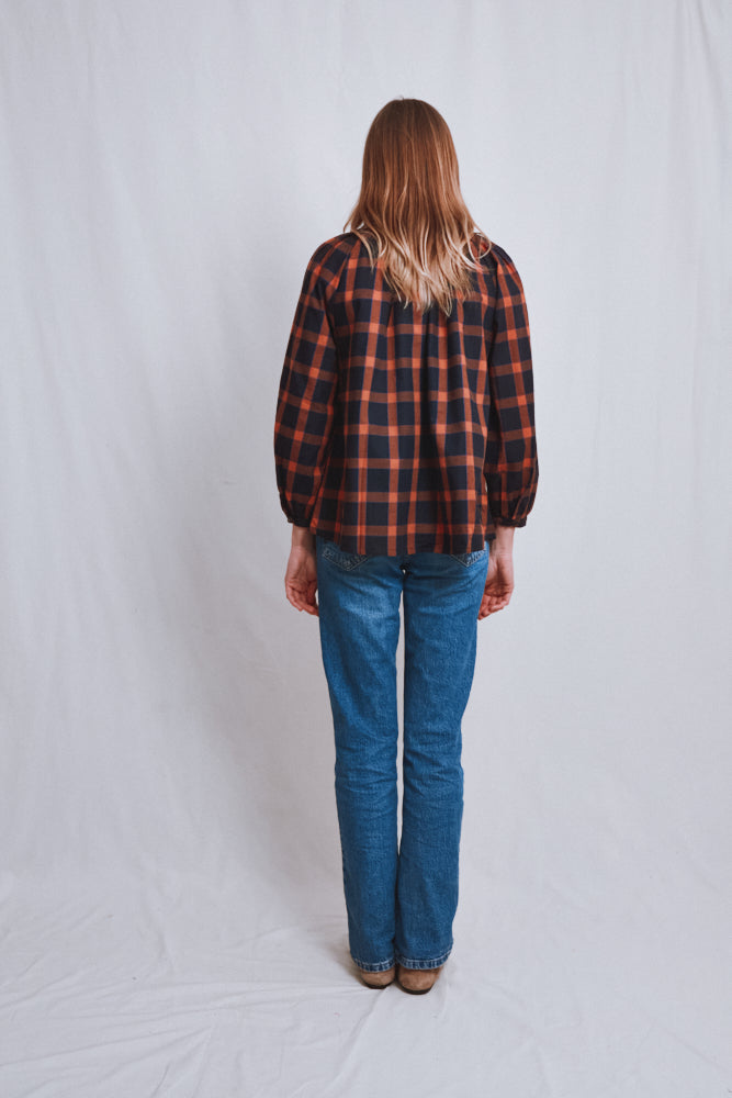Item #761 - YVONNE Cotton Shirt - Amber Tartan