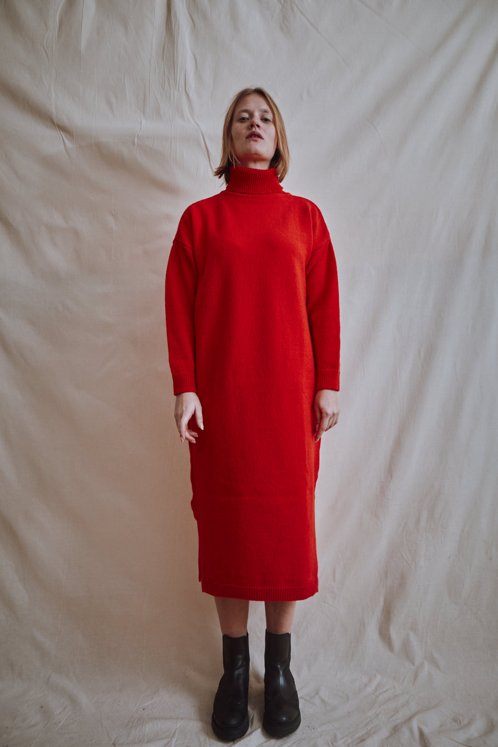 Item #454 - FREYA Knit Dress in Merino Wool - Red