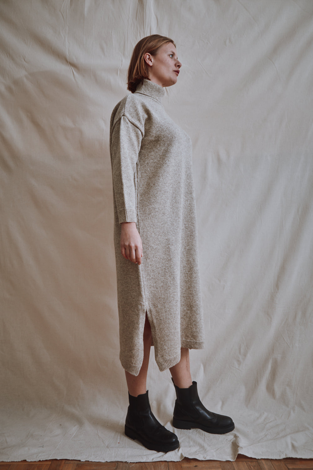 Item #456 - FREYA Knit Dress in Merino Wool - Beige