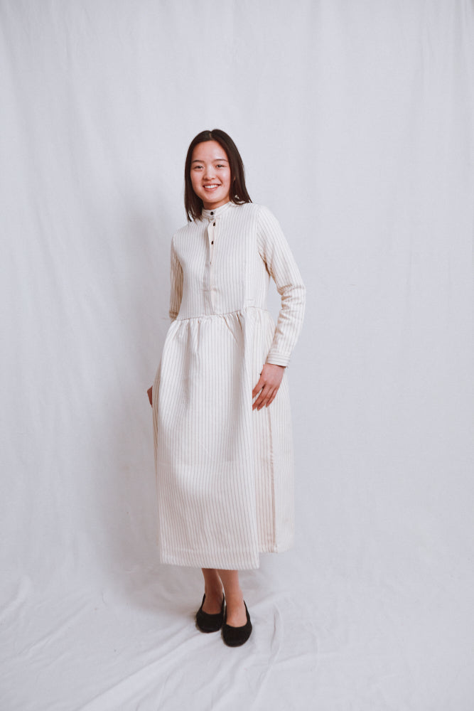 Référence n° 766 - Robe en coton CATHERINE - Rayures moka