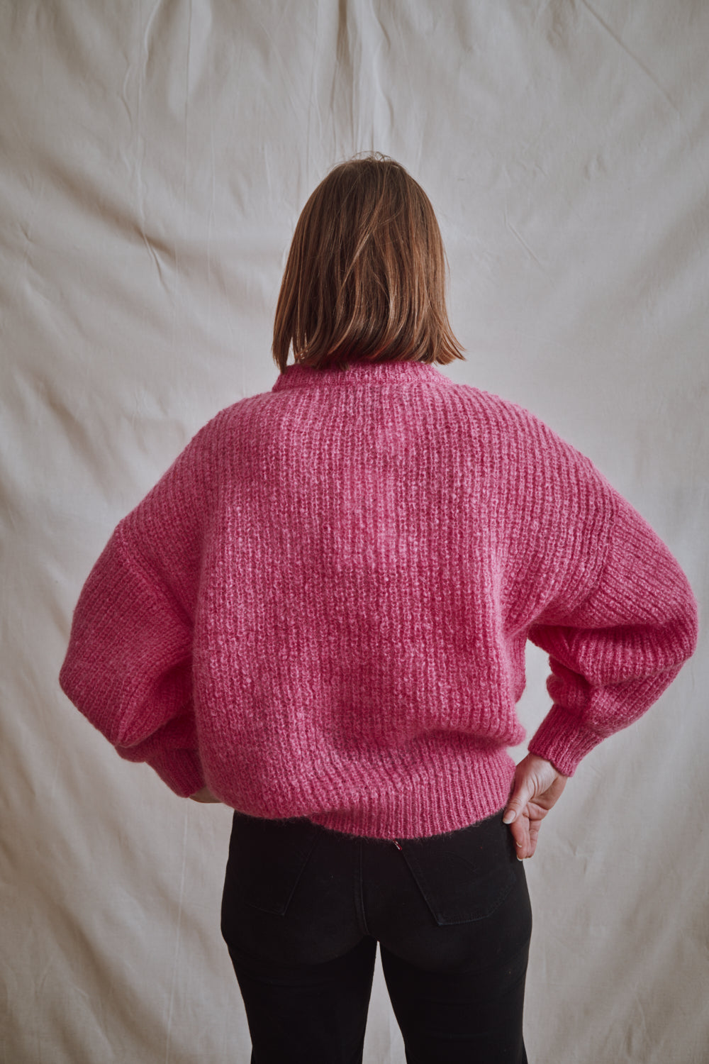Item #411 - LUCIE Batwing Sweater in Mohair Wool - Fuchsia