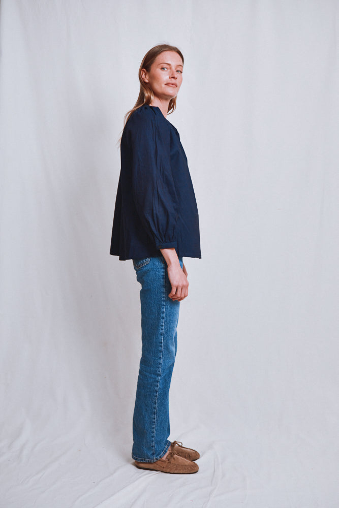 Item #764 - YVONNE Cotton Shirt - Indigo