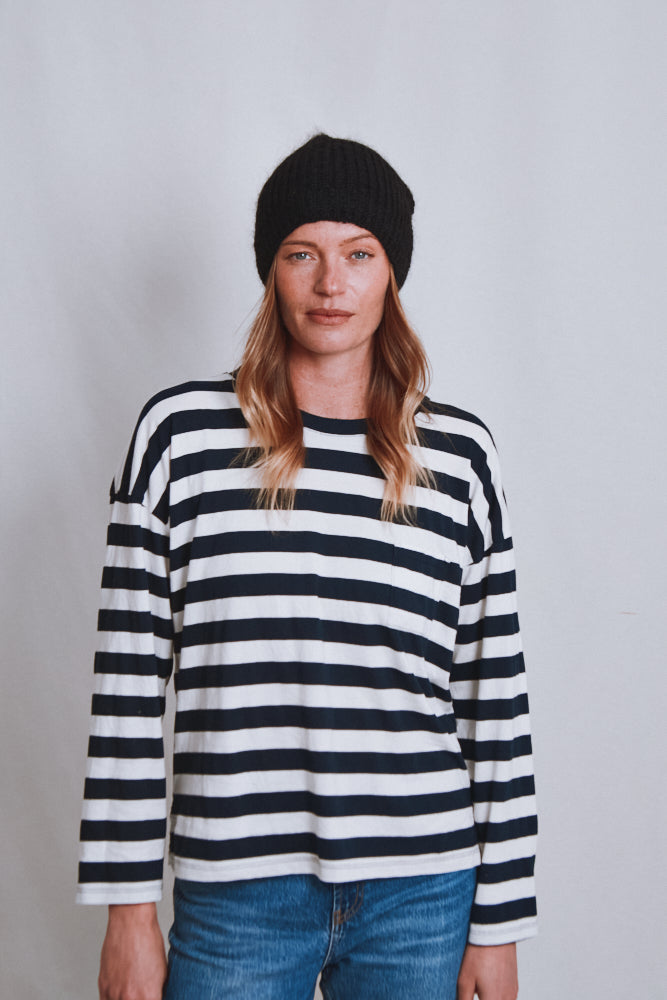 Référence n° 656 - Bonnet PAUL en laine mérinos et mohair - Noir