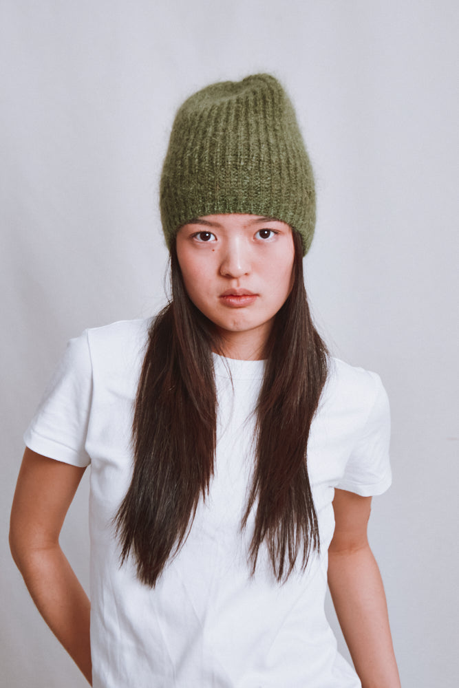 Item #657 - PAUL Beanie in Merino-Mohair Wool - Olive Green
