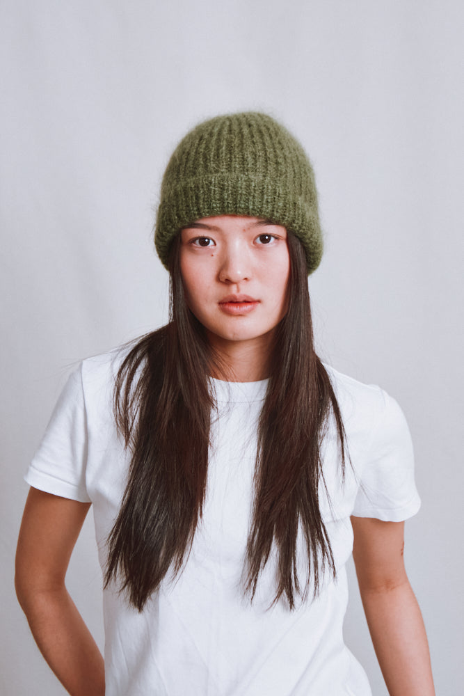 Item #657 - PAUL Beanie in Merino-Mohair Wool - Olive Green