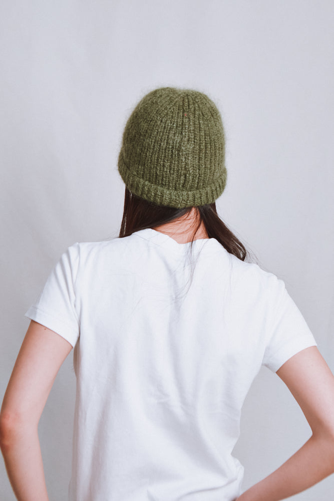 Item #657 - PAUL Beanie in Merino-Mohair Wool - Olive Green