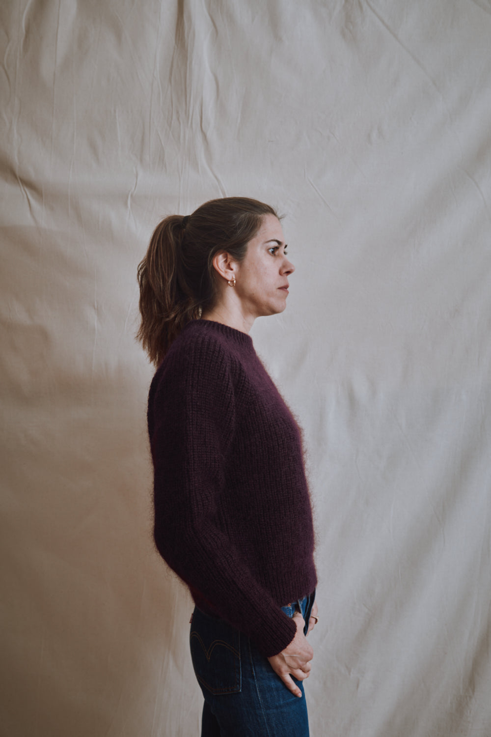 Item #460 - AGNÈS Raglan Sweater in Merino-Mohair Wool - Plum