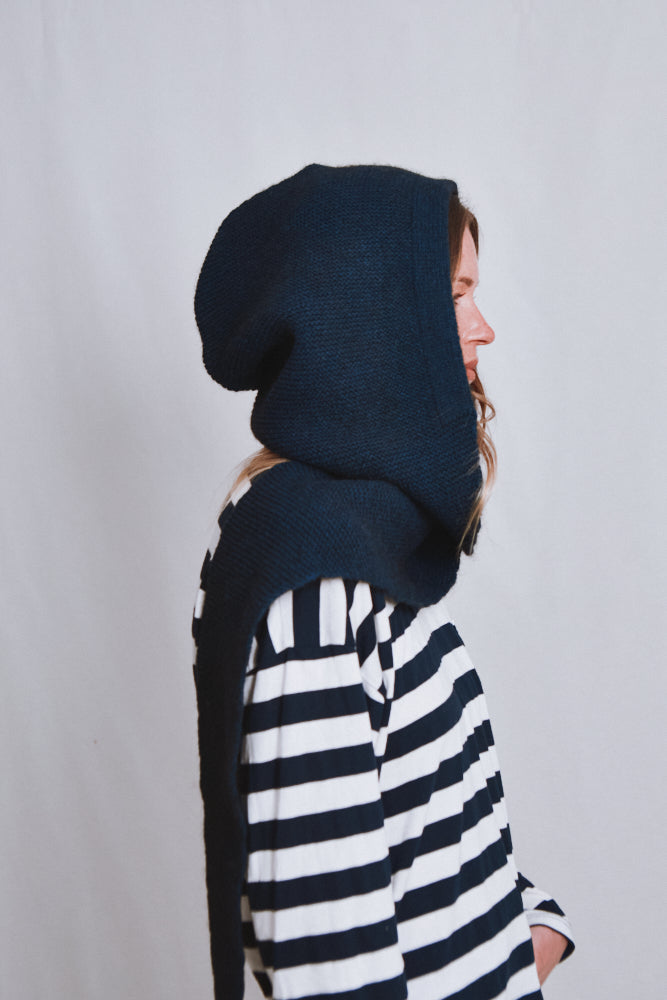 Item #671 - ROMANE 2-in-1 Scarf-Hat in Yak - Midnight Blue