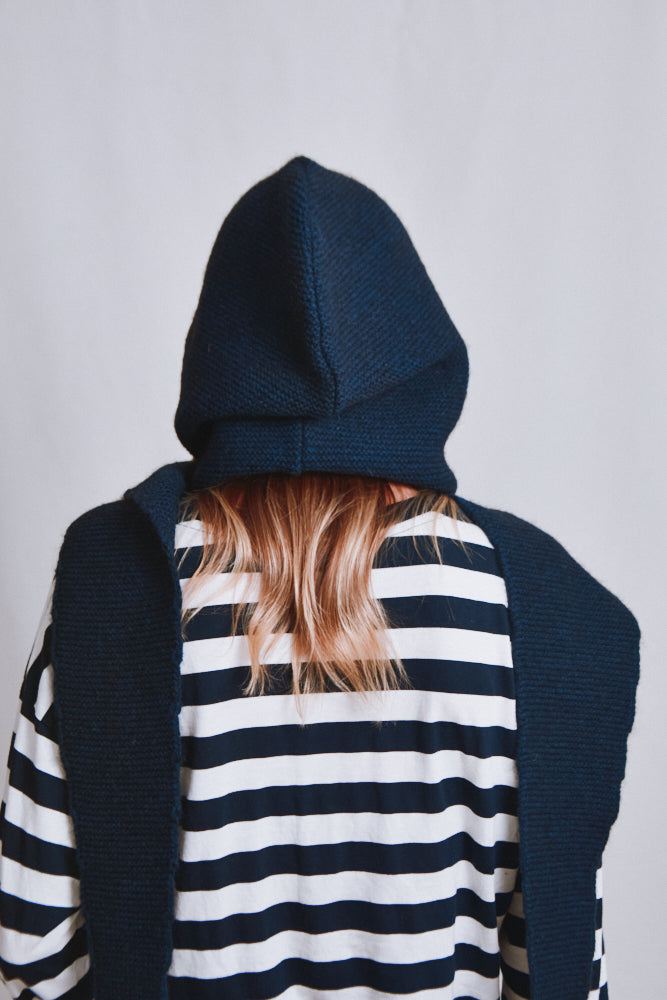 Item #671 - ROMANE 2-in-1 Scarf-Hat in Yak - Midnight Blue